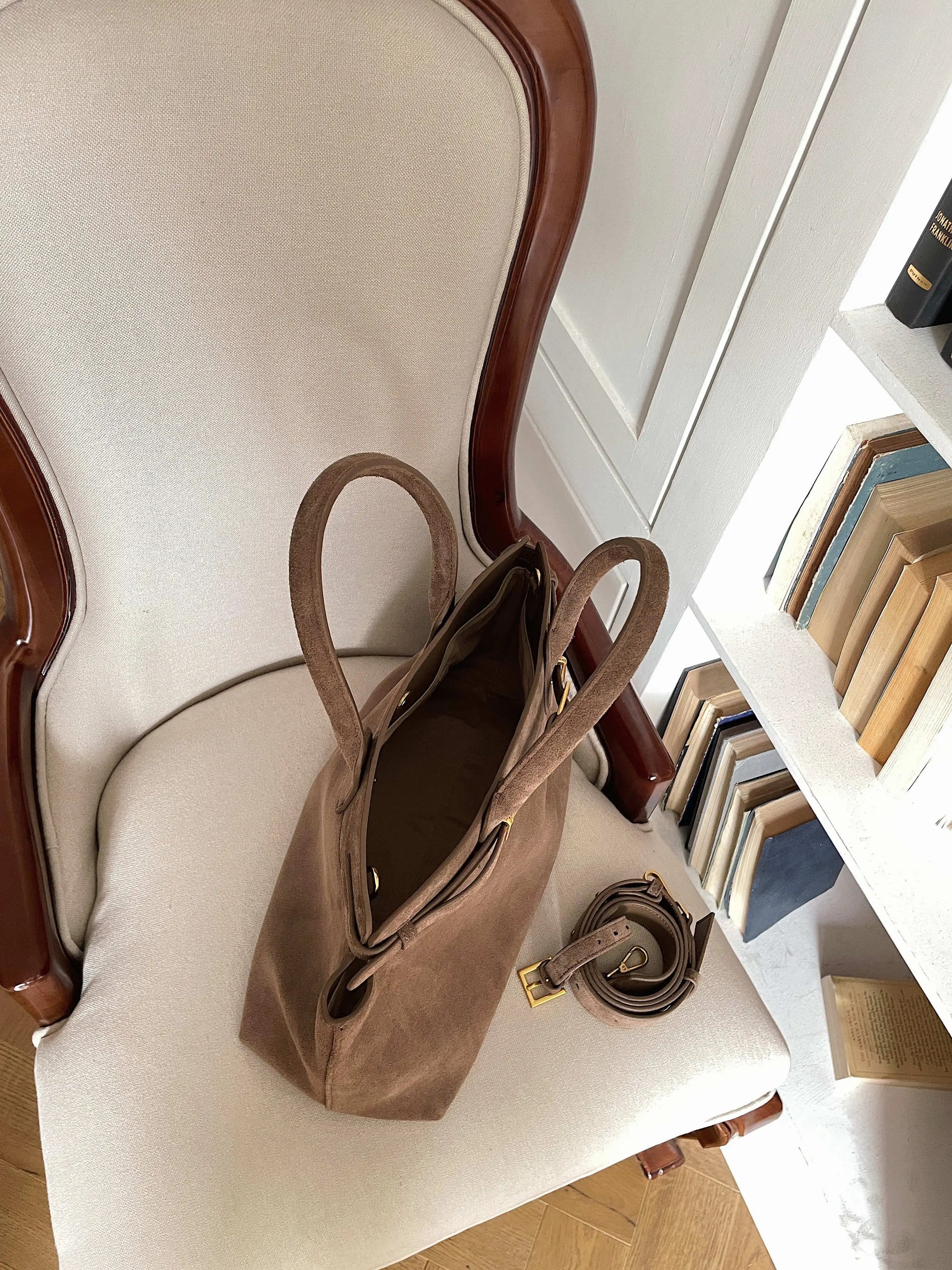 Motingsome 100% Natural Suede Bag Women Tote Luxury Designer Bags Roomy Casual Tote Crossbody Fashionable Handbag and Purses New