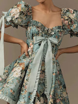 Women's Plus Size Floral Print Flare Sleeve Mini Dress