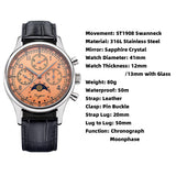 Sugess Watch of Men Chronograph Tianjin ST1908 Swanneck Movement Moonphase Business Mechanical Wristwatches Sapphire 2023 New