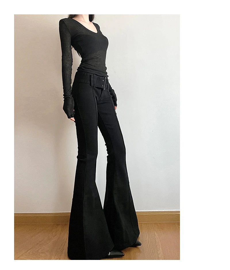 Women's Black High-Waist Flare Jeans | Vintage Y2K Style