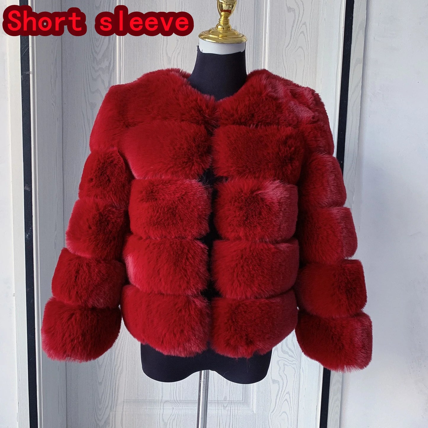 Elegant Winter Faux Fox Fur Crop Jacket
