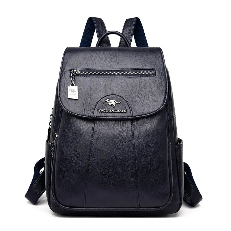 Women's Leather Backpack with Organizer Pockets