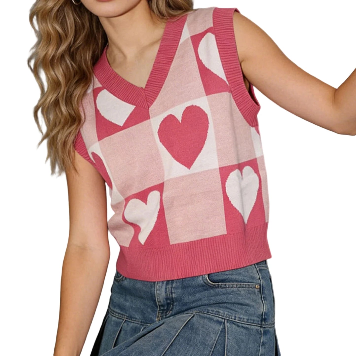 Plaid V-Neck Sleeveless Vest