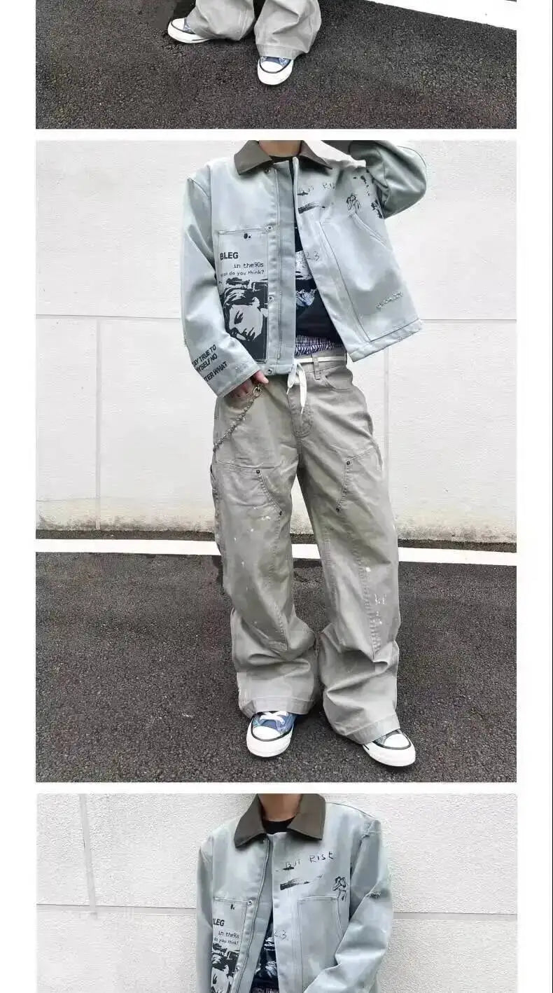 PFNW 2025 Autumn Men's Jeans Loose Long Pants Korea Fashion High Street Solid Color Male Wide Leg Trousers 28W9729