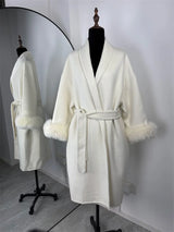 Fox Fur Trim Wool Overcoat