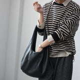 JAZZQ Soft Cowhide Leather Hobo Tote | Hand-Woven Detail