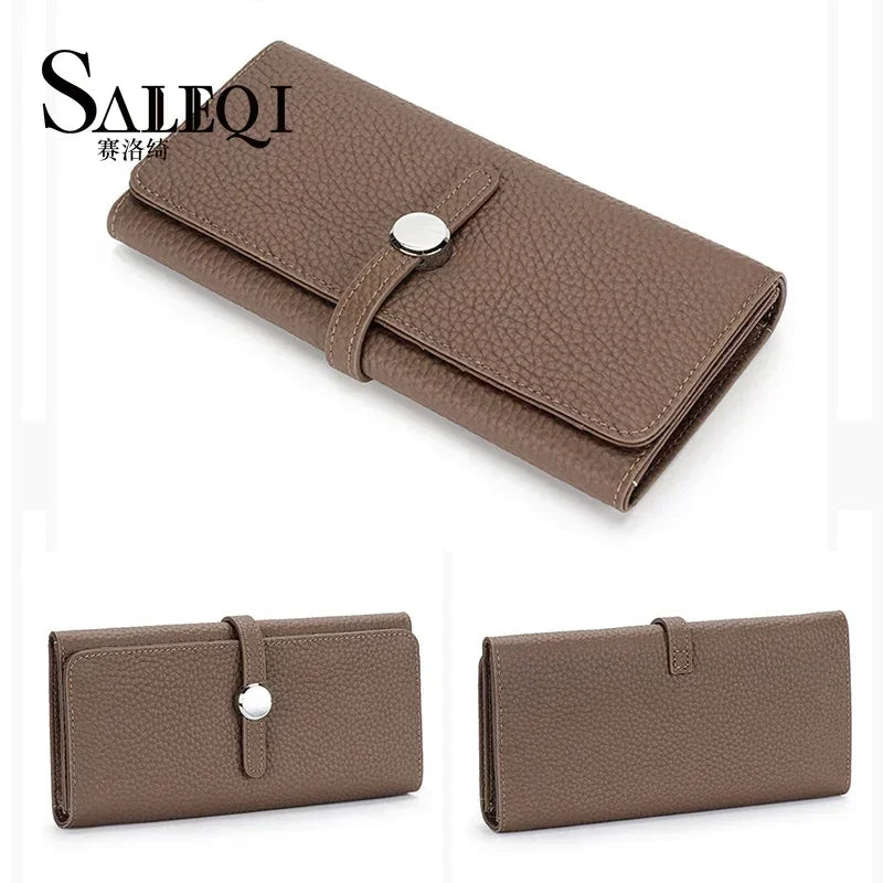 Genuine Leather Wallet Women Long Clutch Fashion Luxury Brand Ladies Purses Card Holder Zipper Coin Pocket High Quality Billfold