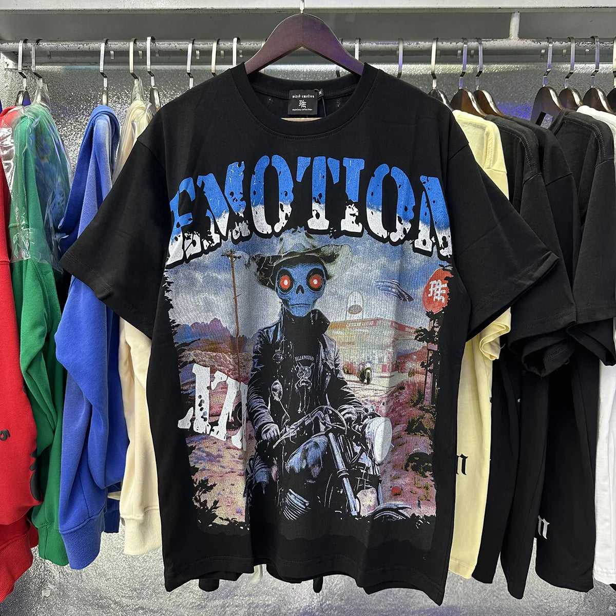 MIXED EMOTION Oversized Cotton Rhinestone T-Shirt
