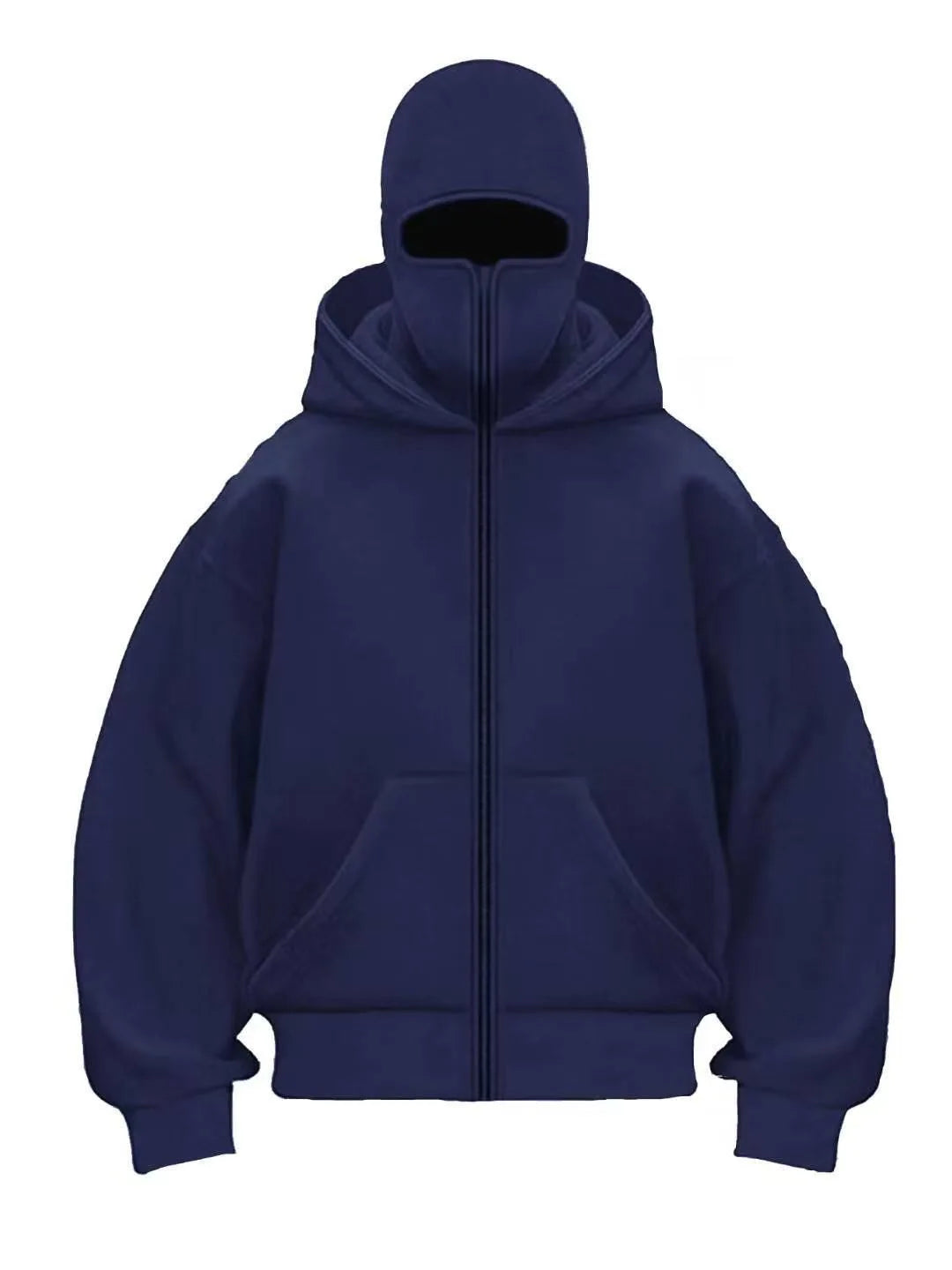 Men’s Fleece Zip-Up Hoodie with Double-Layer Hood