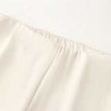 HXAO 2025 Off White Satin Pant Sets Women's Suit Off Shoulder Strapless Top Vest Set 2 Piece Woman Chic High Waist Trousers Sets