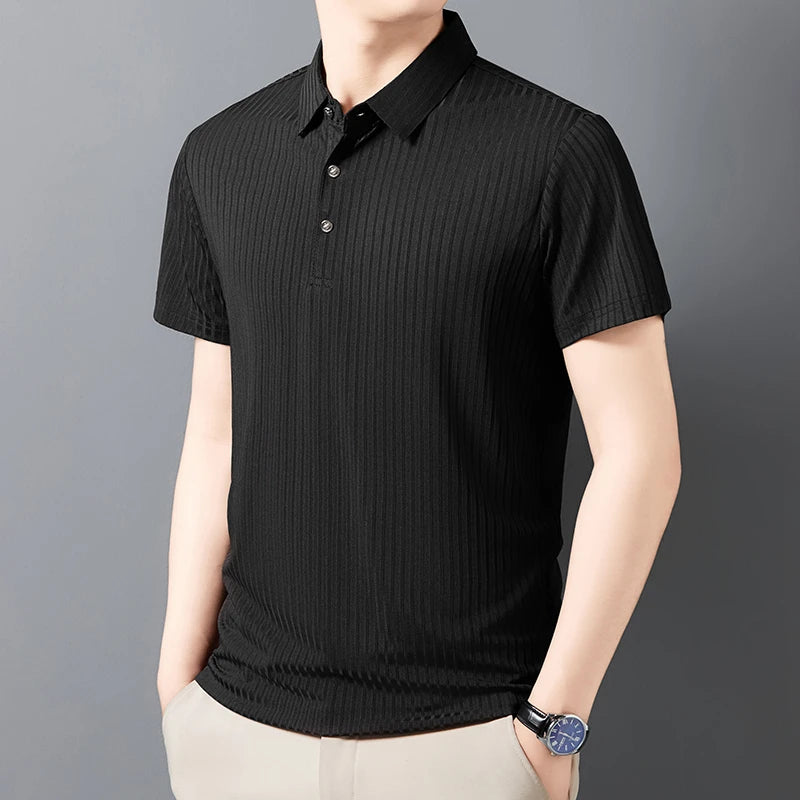 Men's Striped Polo Shirt – Breathable Summer Style