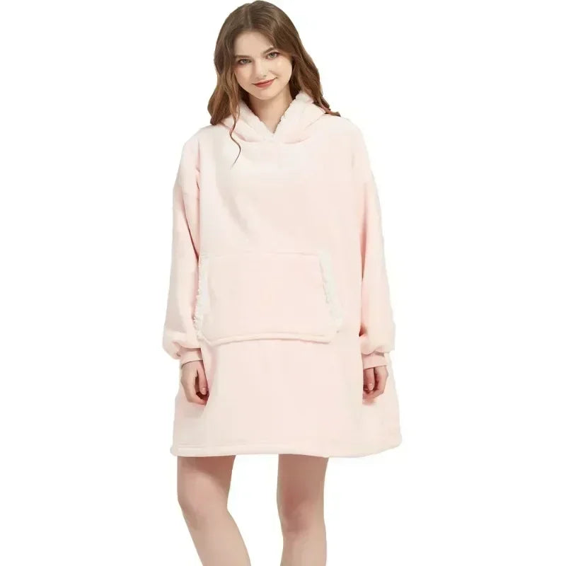 Oversized Microfiber Fleece Hoodie Blanket