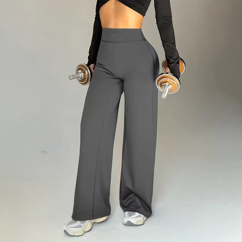 High-Waist Wide-Leg Gym Trousers