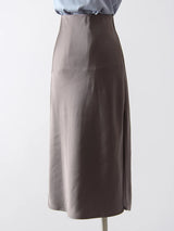 Women's Satin Midi Skirt – Elegant A-Line with Slit