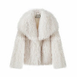 Lulicore Women’s Chic Brown Faux Fur Jacket – Premium Warm Autumn/Winter Overcoat