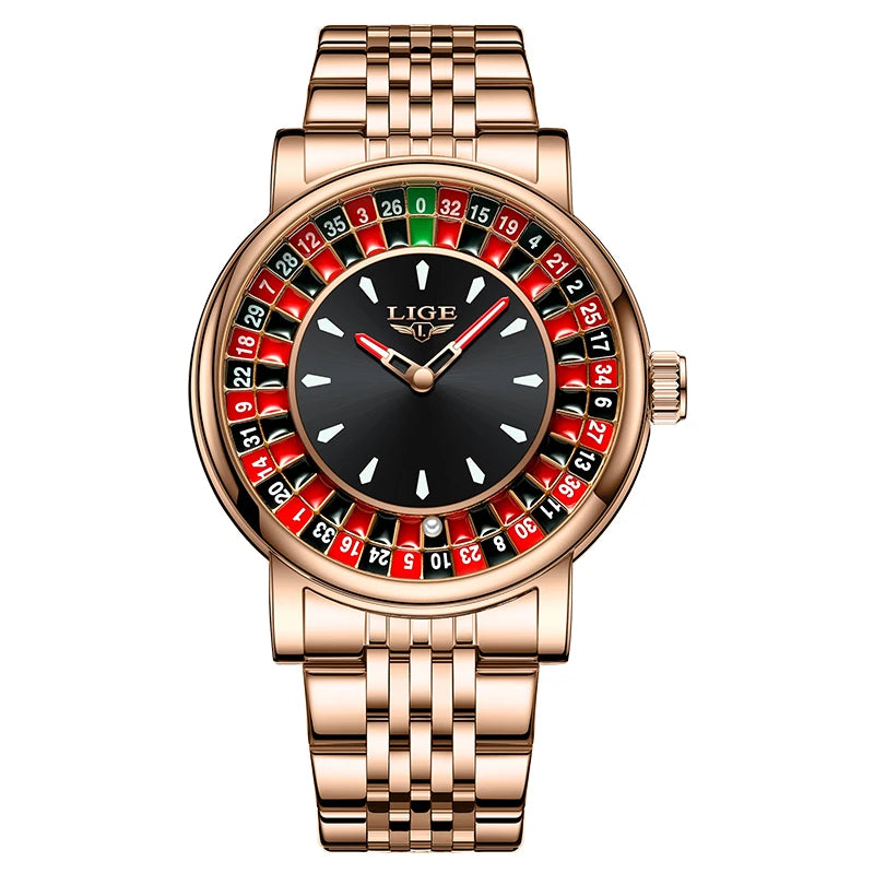 LIGE Men's Rotating Dial Quartz Watch — Luminous, Waterproof, Creative Design