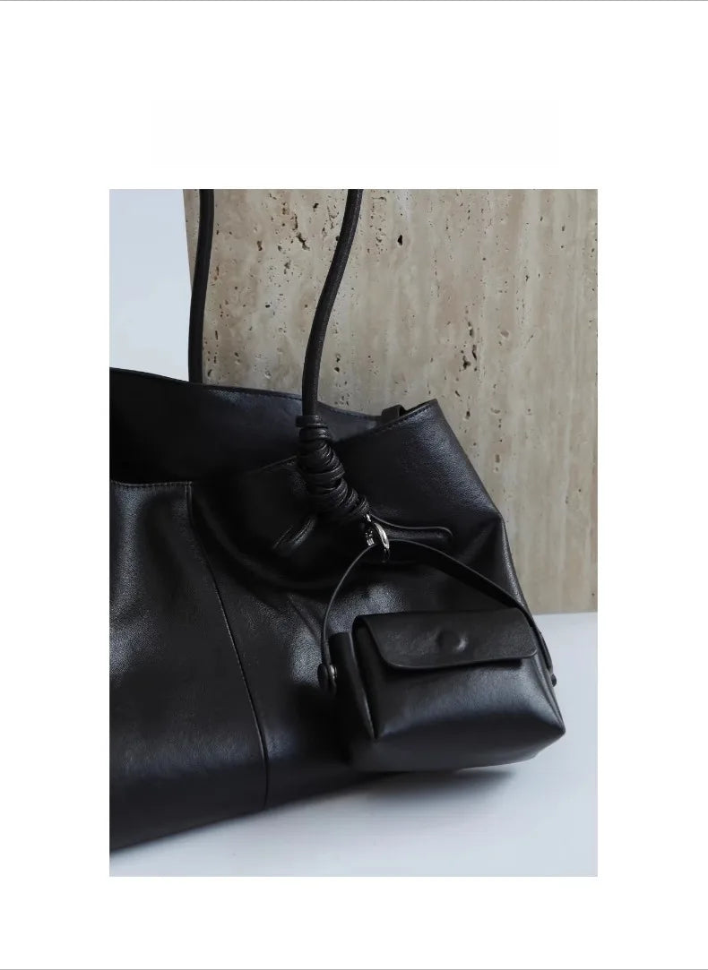 Motingsome Oversized Natural Leather Woman Bags 2025 New Fashion Handbag and Purses Large Capacity Commuter Bag Casual Tote