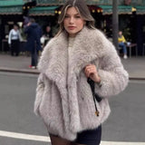 Gradient Faux Fox Fur Overcoat