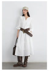 CHIC VEN Women Dress Sets A Line Long Sleeve Solid Loose Casual Female Long Dress with Knitted Vest Spring Autumn 2026
