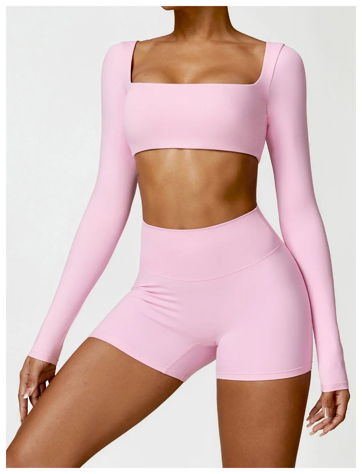 2-Piece Women's High-Waist Yoga Set – Seamless Long Sleeve Workout Suit