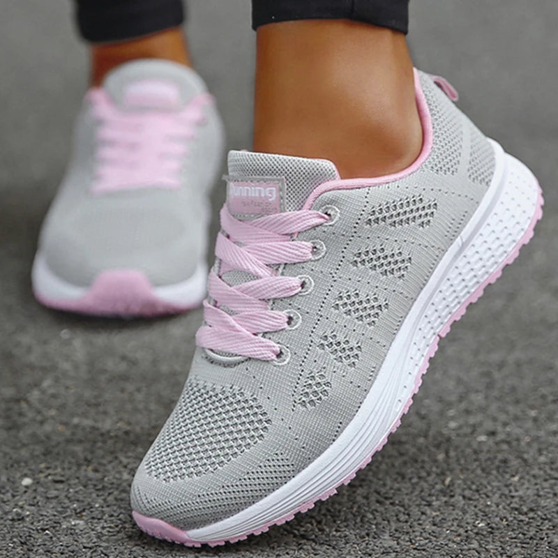 Women's Canvas Lace-Up Flat Casual Sneakers