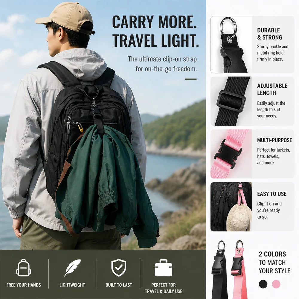 Travel Luggage Strap with Backpack Clip
