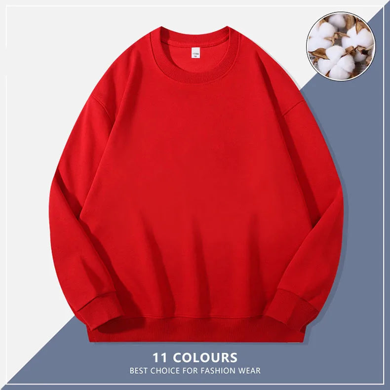 Custom Embroidery Logo Solid Sweatshirts Spring Autumn Warm Sweatshirt High Quality Men Tops Male Brand Hip Hop Pullover