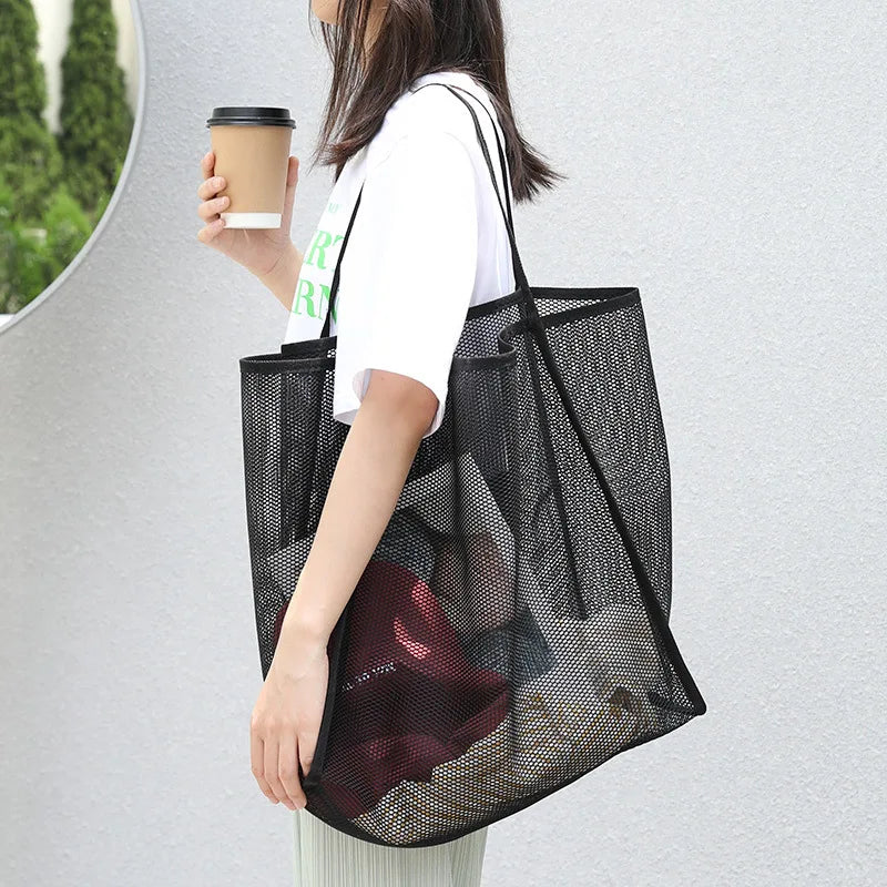 Women's Mesh Tote Bag for Beach & Shopping