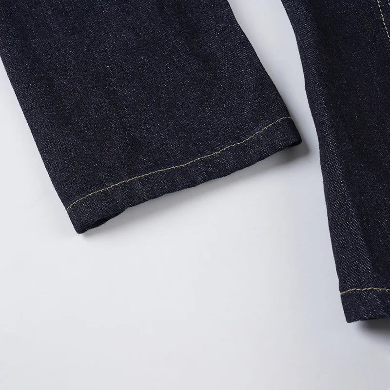 Y2K Vintage Patchwork Denim Jacket – Retro Streetwear Long-Sleeve Coat