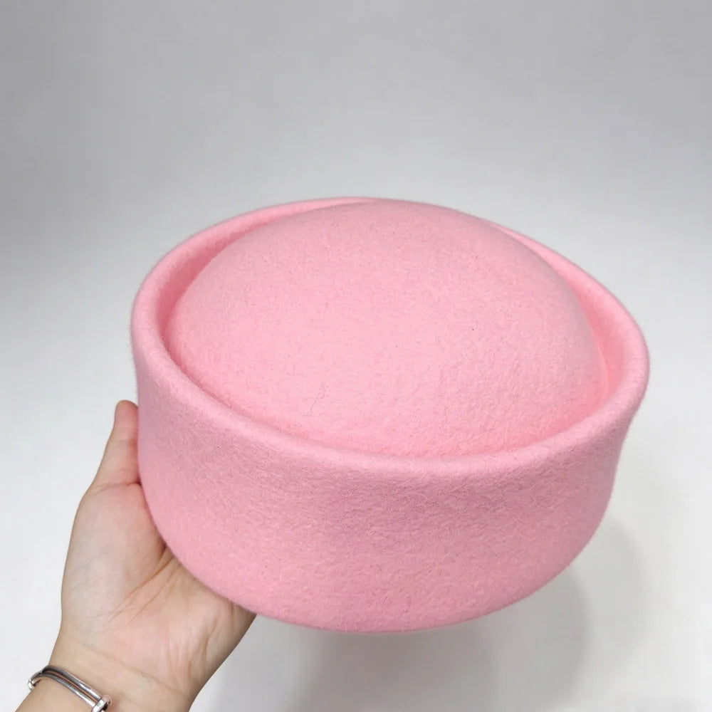 100% Wool Felt Leopard Pillbox Hat Woman Vintage painter French Beret Cap Elegant Brimless Beanie Winter Church Sun Fedora Hats