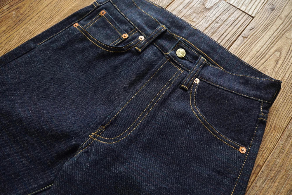 SAUCE ZHAN Mens Jeans Rainbow Sanforized Selvedge Denim Jeans Man Python Skin Labels Regular Fit 14 Oz