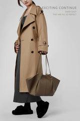 New Women's Large Capacity Cowhide Tote Fashionable Bat Wing Design Genuine Leather Handbag for Commuting Versatile Ladies Bag