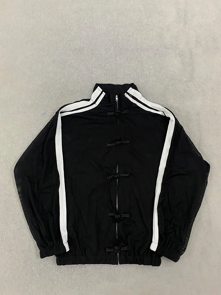 Women's Sheer Striped Stand-Collar Layering Jacket