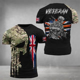 Men's Army Veteran T-shirt British Soldier 3DPrinted Pattern Field Camouflage Shirt High Quality Tops 2025 Summer