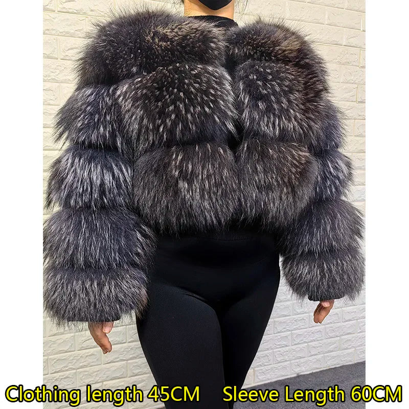 Luxury Women’s Real Raccoon & Fox Fur Jacket | Premium Winter Outerwear