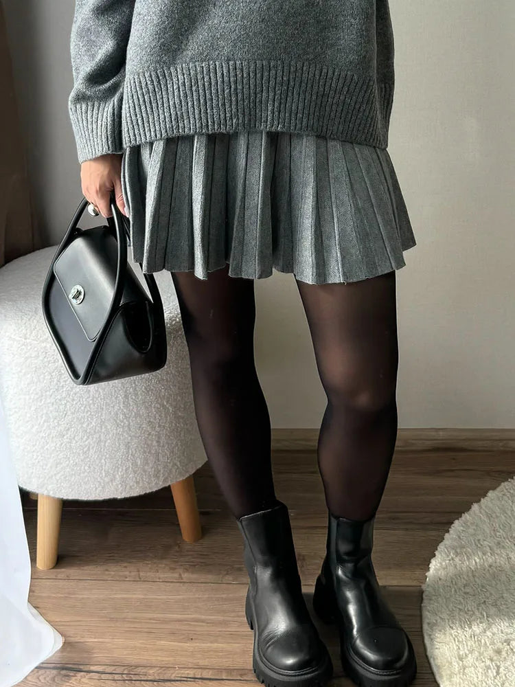 Elegant Knit Pleated Mini Skirt for Women
