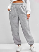 Women's High Waist Fleece Sweatpants with Elastic Waistband