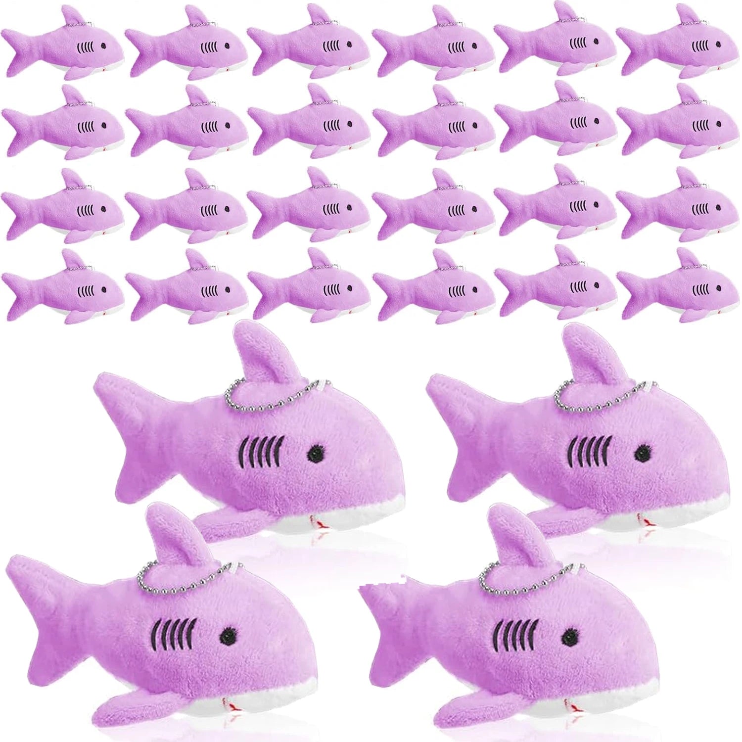 12-48Pcs Shark Plush Keychain Mini Stuffed Animal 3.94" Shark Party Favors Bulk Soft Tiny Shark Keychain Shark Backpack Keychain