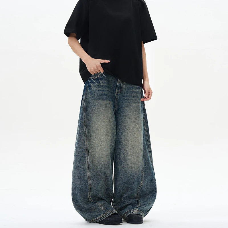 Men's Vintage Wide-Leg Denim Jeans | Relaxed Streetwear Fit