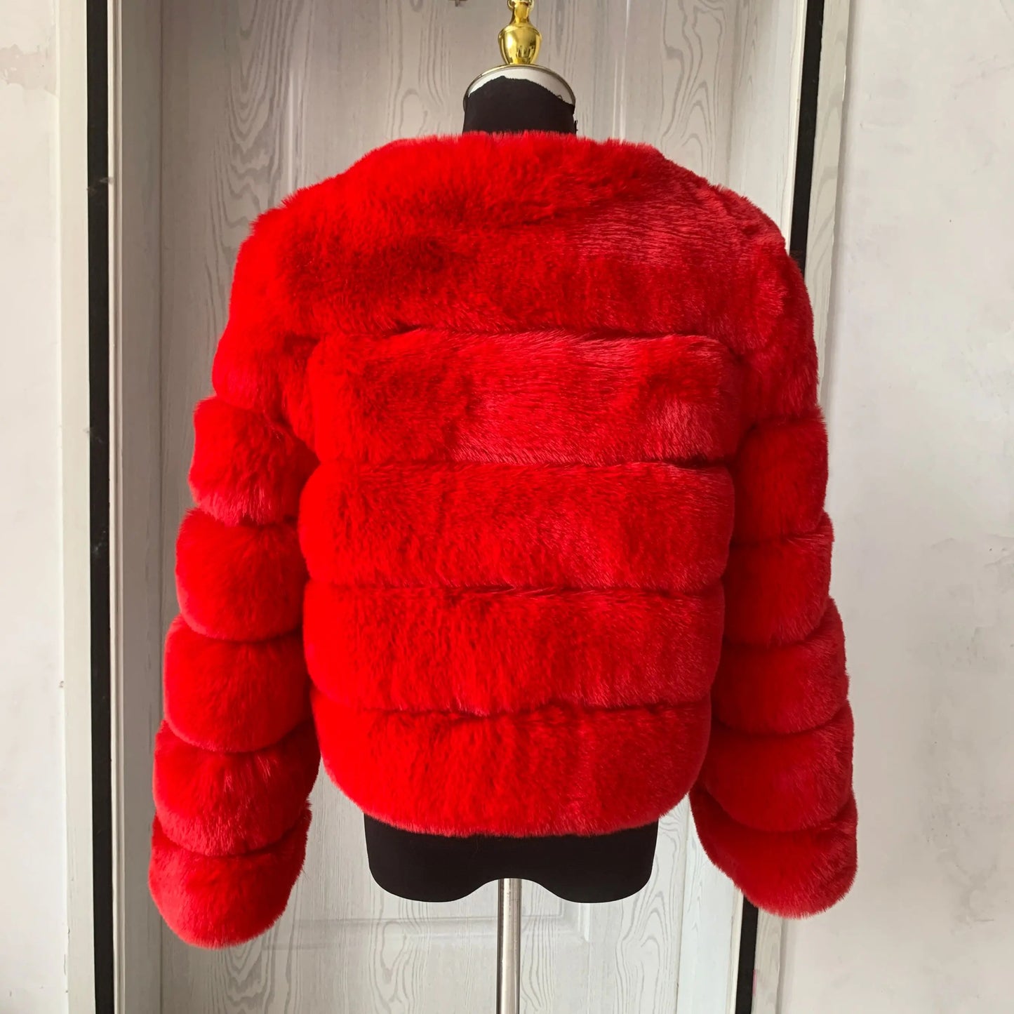 Elegant Winter Faux Fox Fur Crop Jacket