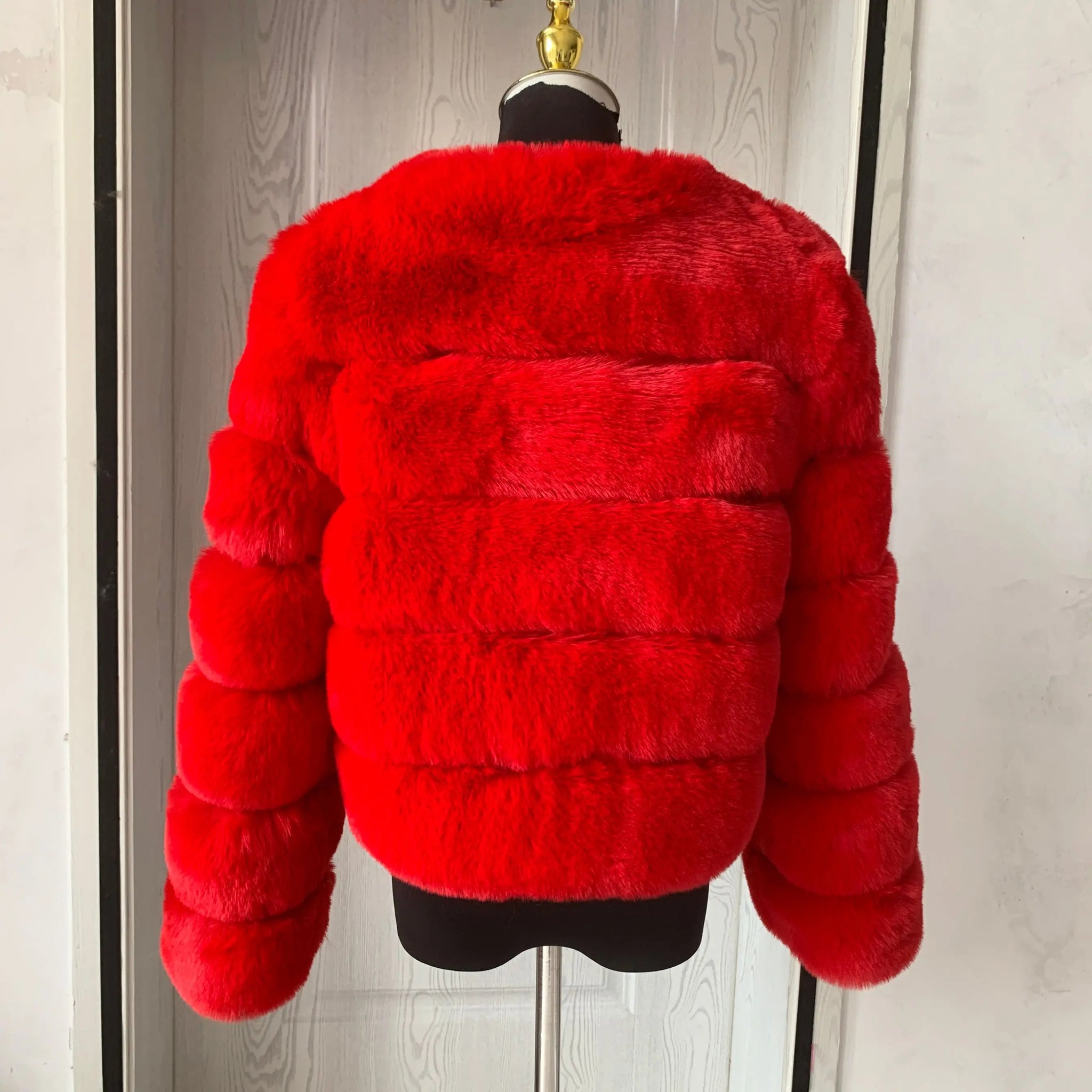 Elegant Winter Faux Fox Fur Crop Jacket