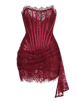 Strapless Lace Mini Dress – Elegant Sheer Patchwork Slim Fit Evening Dress