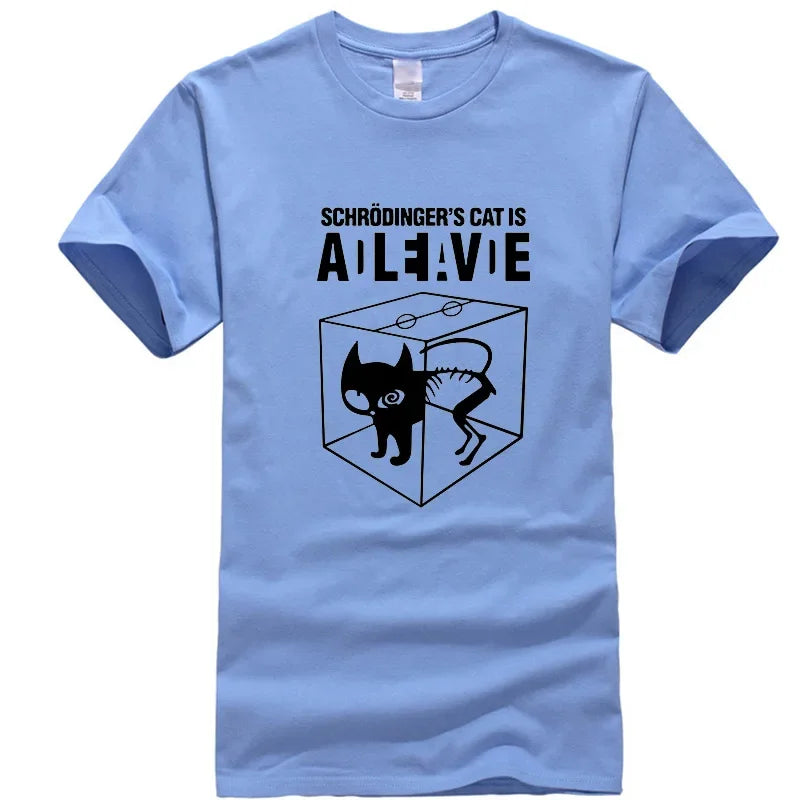 Men's T-shirt Top Quality Cotton Schrodinger's Cat Print Summer Short Sleeve Men T Shirt Casual The Big Bang Theory Mens Tshirt
