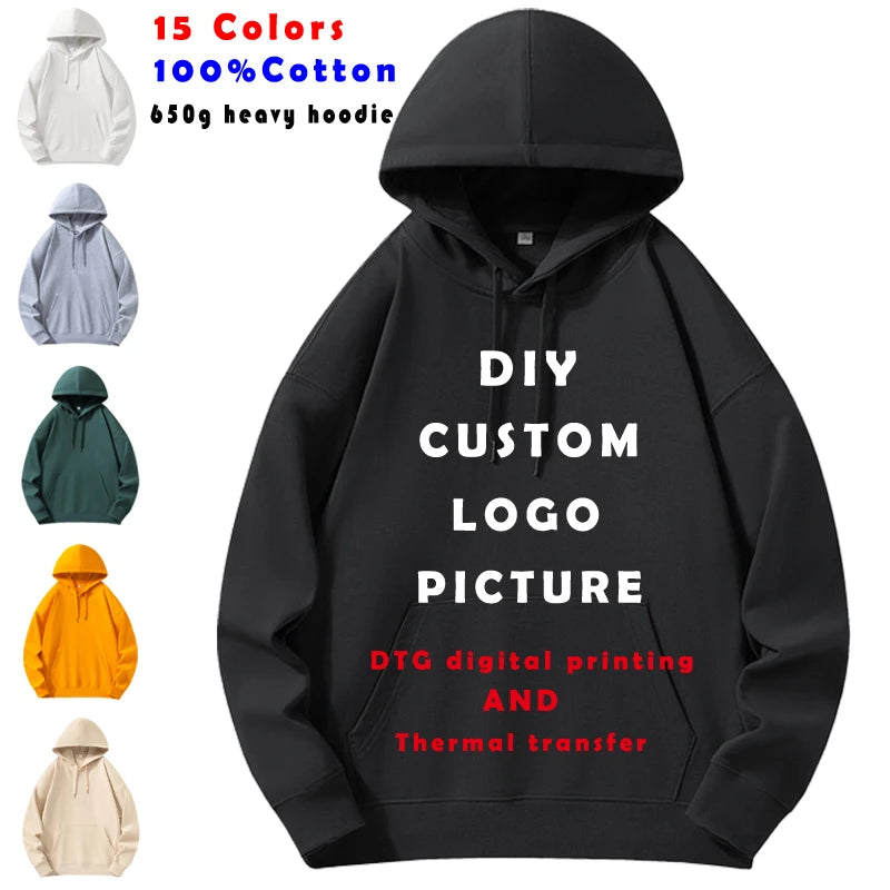 Custom Logo Cotton Pullover Hoodie