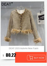 DEAT 2025 Autumn New Fashion Metal Buckle Design Shoulder Strap Denim Short Jacket For Women High Street Coat Female 11A06995