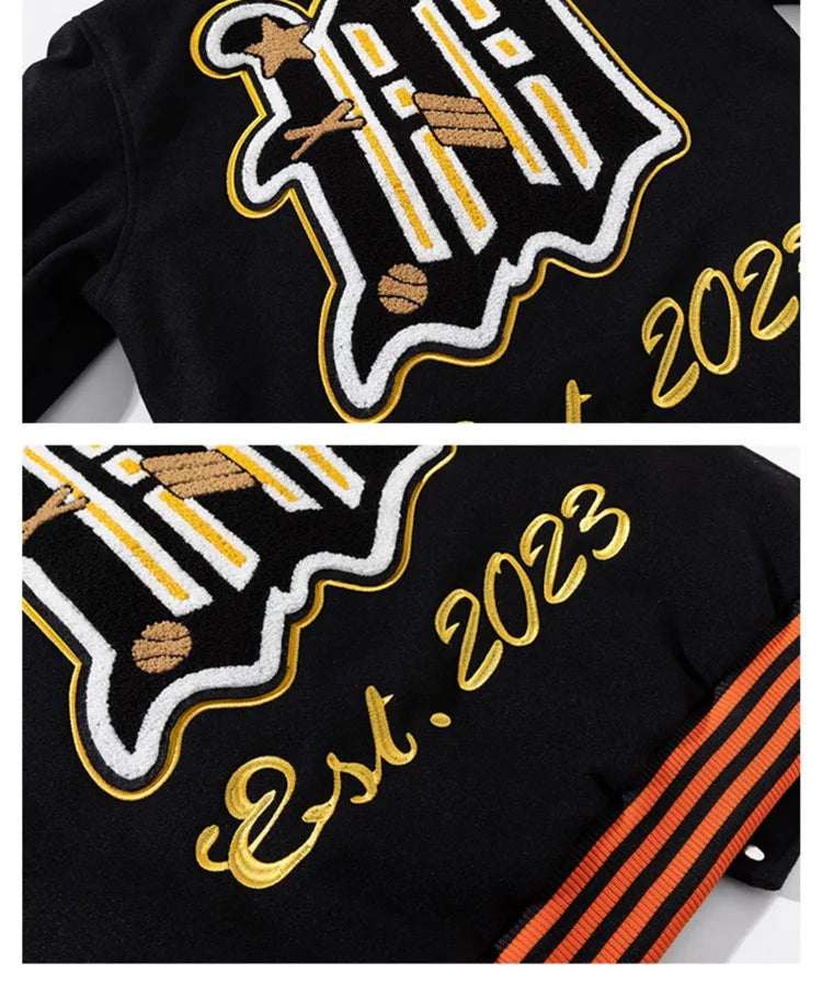 Retro Embroidery Varsity Jacket