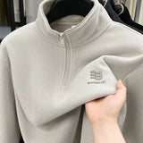 Autumn Men's Sweatwear Warm Pullover Solid Half Zipper Casual Long Sleeve Hoodie Thicken Half Turtleneck Sweatshirts Winter Tops