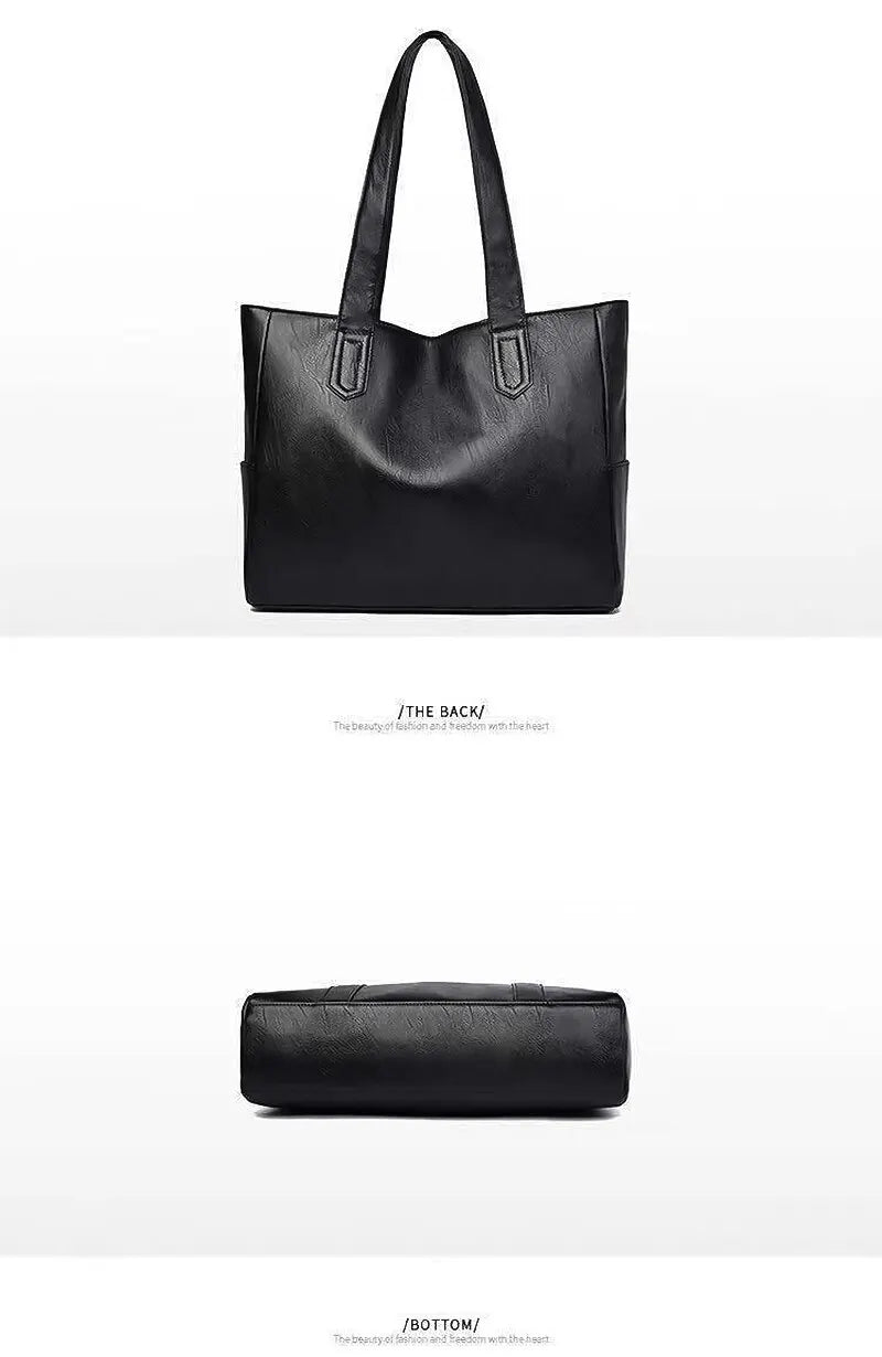 Vintage Vegan Leather Large Capacity Tote