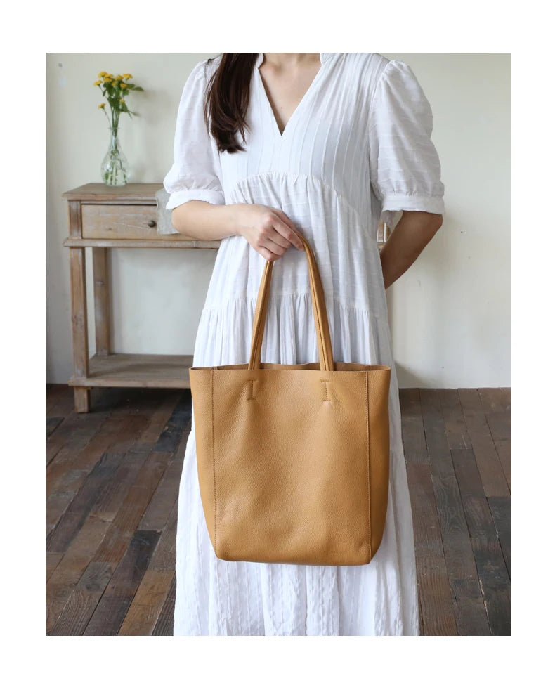Bag Women 2022 New Summer Genuine Leather Tote Female Casual Fashion Simple Underarm Shoulder Bag Large Capacity Shopper Handbag
