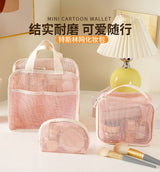 Large Mesh Makeup Bag for Women Portable Breathable Cosmetic Organizer Bag Travel Makeup Pouch with Simple Design
